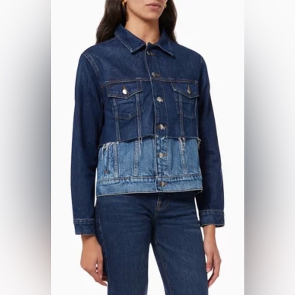 NWOT Frame- Reconstructed Denim Jacket. Size L - Picture 4 of 13